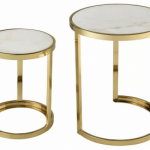 Modern Trimalchio Gold FinishPlated and White Metal and Marble Accent Tables (Set of 2) ITEM# - A600001908