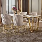 luxury dining chair set of 6 gray / gold 66 x 52 x H. 90 cm - Luxury Dining Room & Restaurant Furniture
